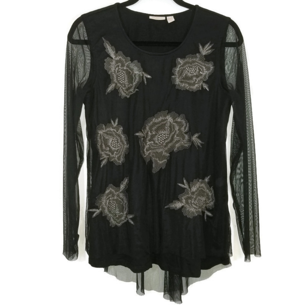 LOGO Lavish by Lori Goldstein black tunic Medium